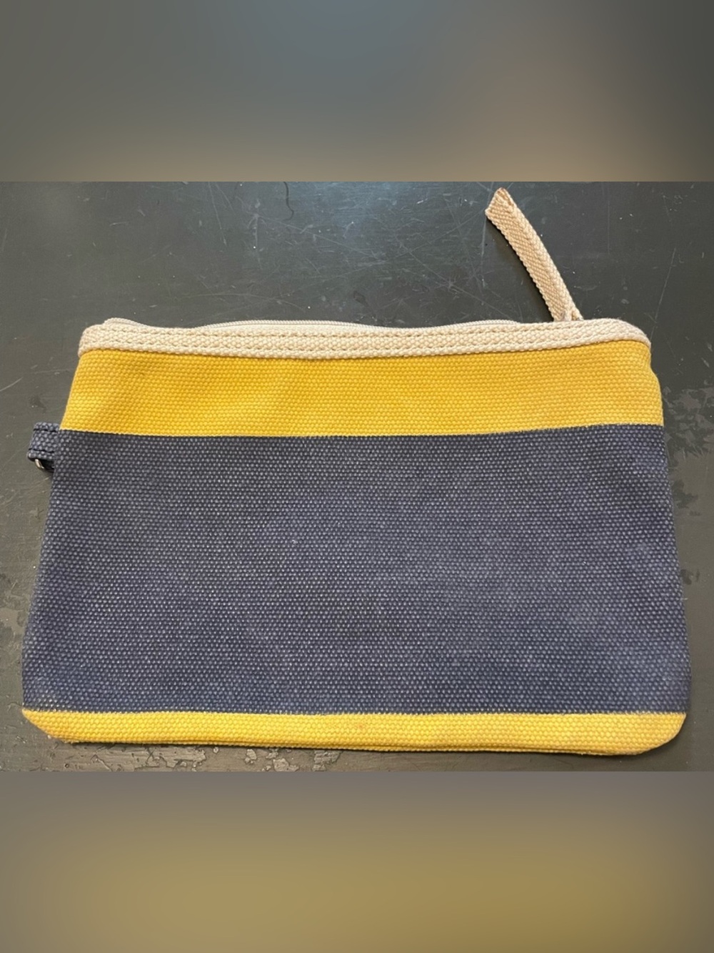 Canvas Zip Pouch in Yellow and Navy make up bag electronics bag sailing boating